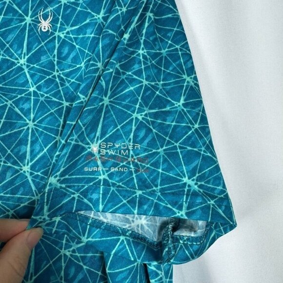 Spyder Blue Rash Guard Swim Shirt Sun Protection UPF 30 Wicking Quick Dry L - Picture 3 of 10